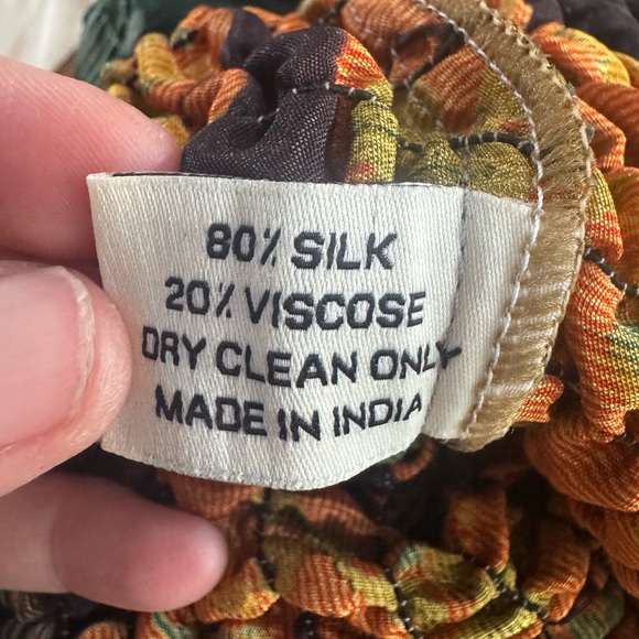 Silk Blend Emerald Green Floral Joggers pull on wide leg pants made in India - Picture 8 of 8